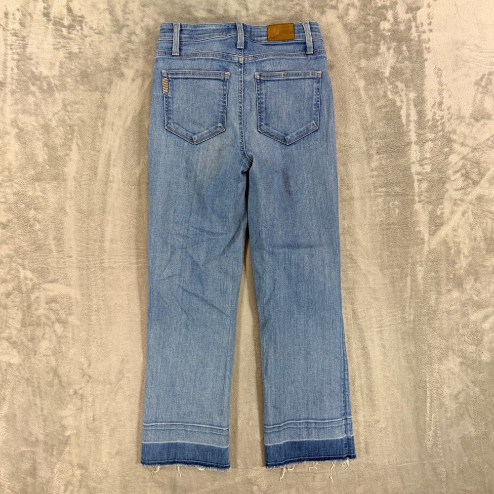 PAIGE Atley Ankle Flare Jeans Women's Size 26 Blue Light Wash Denim Button Fly - Picture 2 of 7
